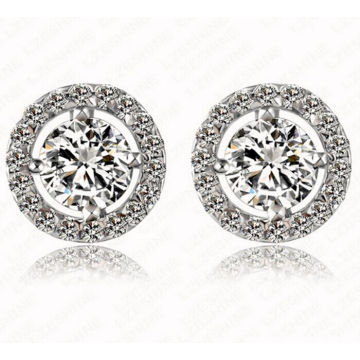 CZ Diamond Jewelry AAA Zircon Round Boucle Earrings